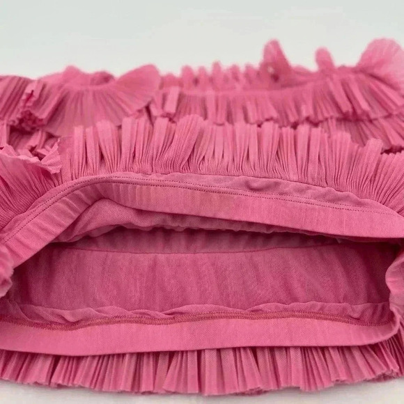 Item Ditto Pink Strapless Layered Ruffle Crop Top Size Small - Picture 6 of 8